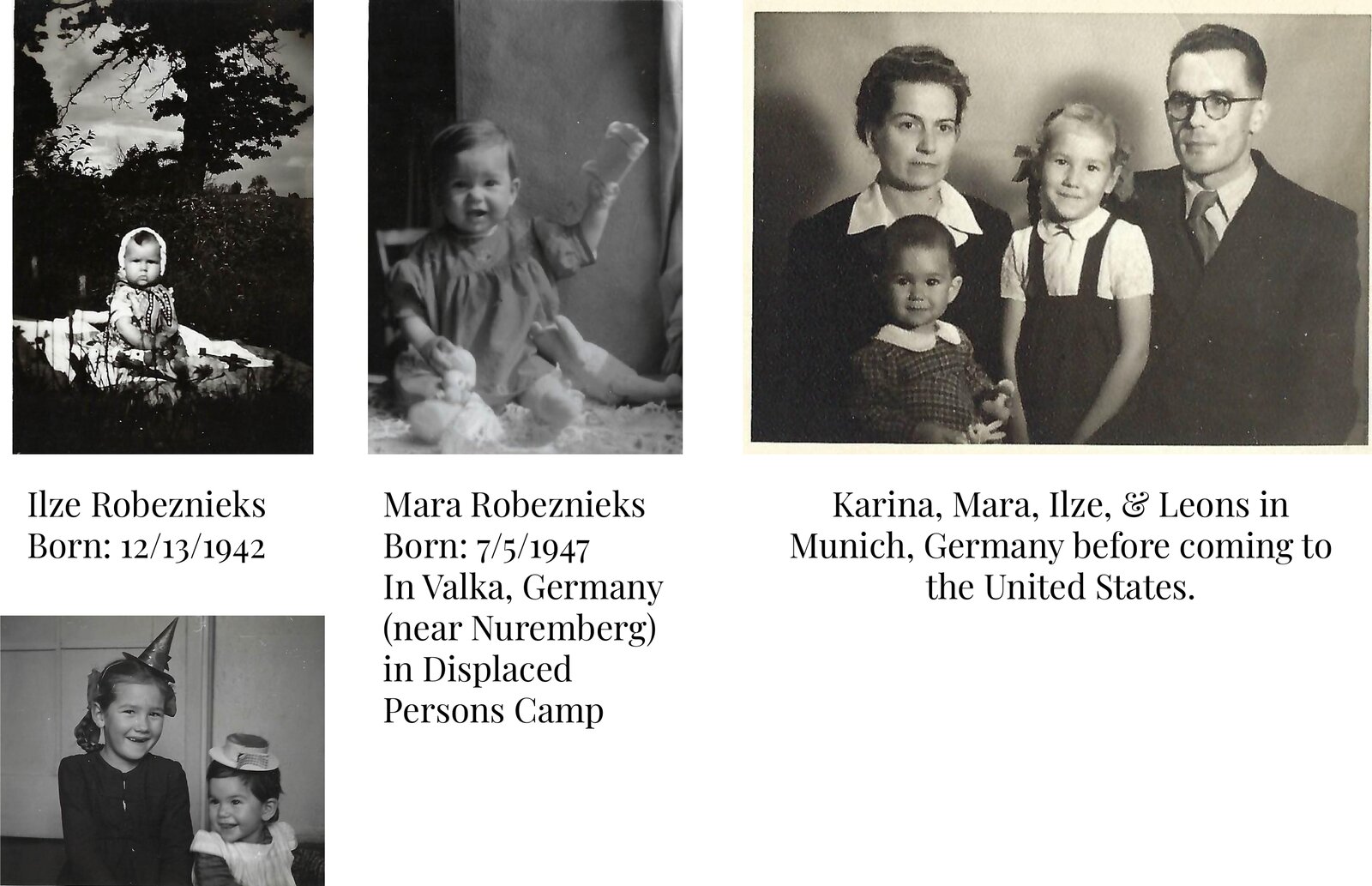 Ilze and Mara Robežnieks as young children in the Displaced Persons camps, Germany